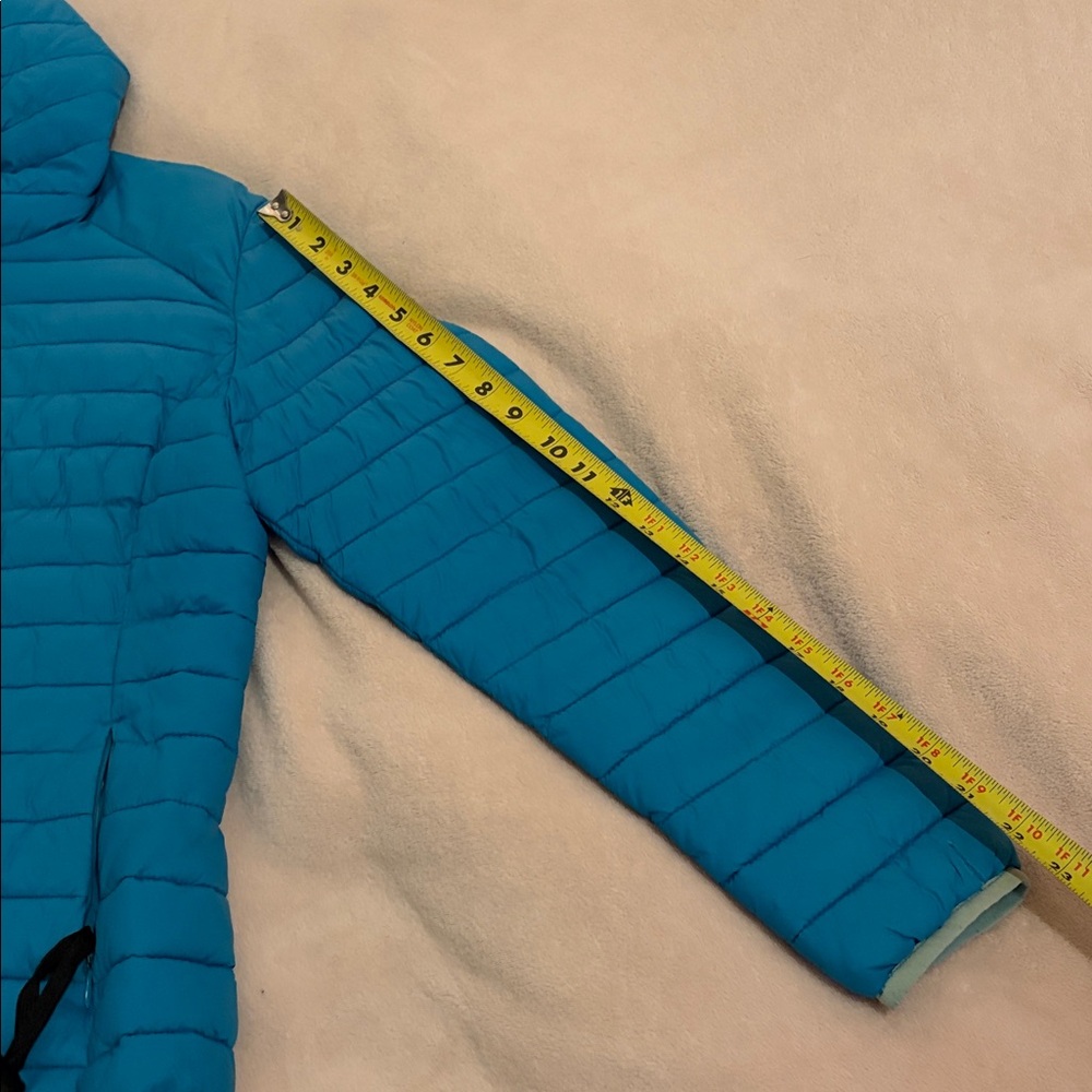 SAVE THE DUCK Women's Bright Blue Hooded Puffer Jacket - Picture 15 of 16